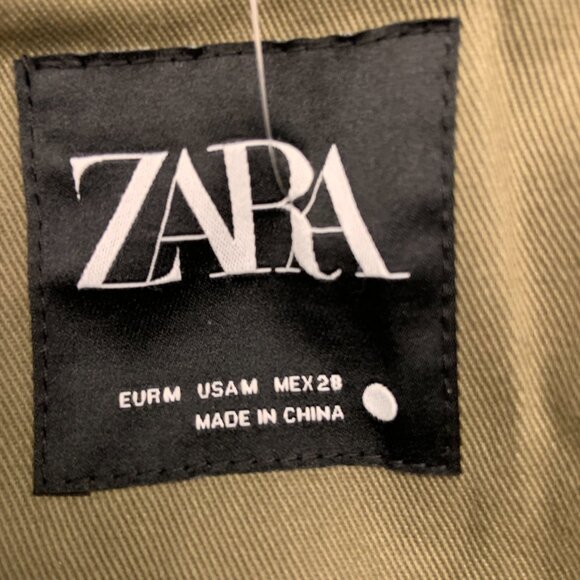 Women's Zara Khaki Green Hooded Parka Trench Coat Size M - Picture 10 of 13